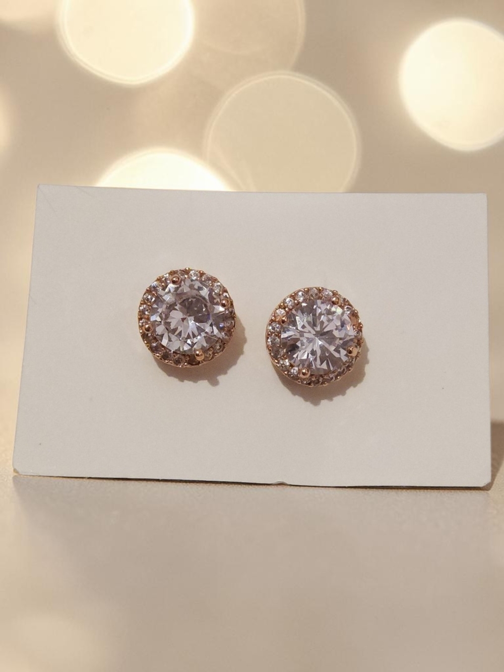 10 / $10 New Round Halo Crystal Stud Earrings in  Gold